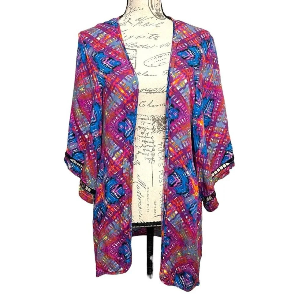Minkpink Open Front Kimono Cover Up Beach Boho Colorful Size XS/S‎